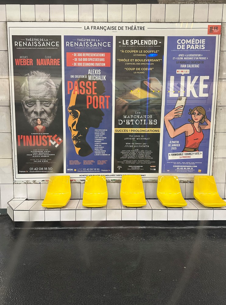 Metro station seats yellow