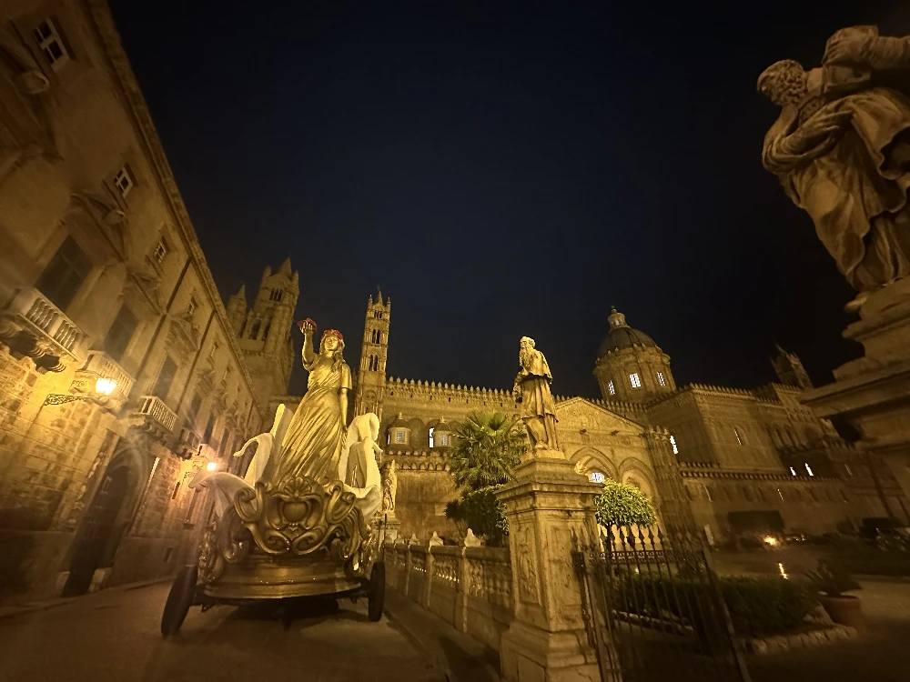 Santa Rosalia statue by night