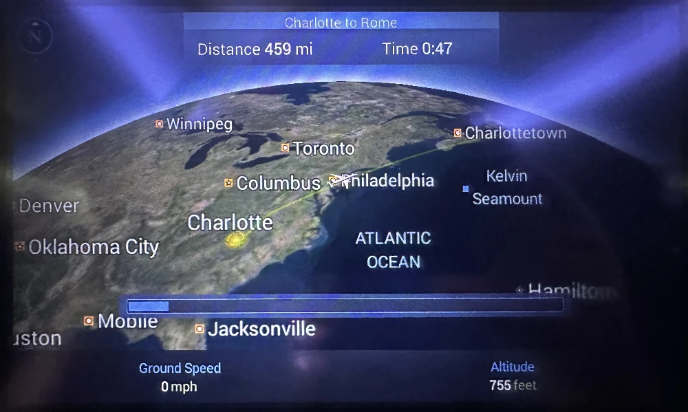 CLT-FCO Flight Map